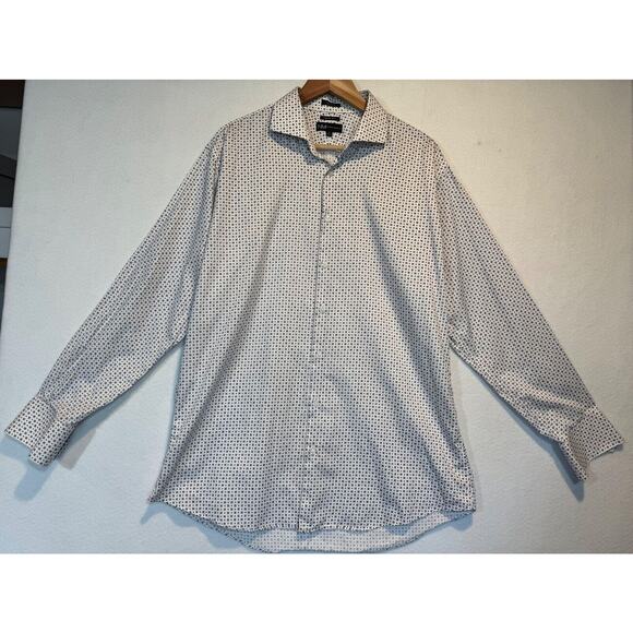 Neiman Marcus Mens Large Blue White Trim Fit Button Up Shirt 17 34/35 - Picture 2 of 11